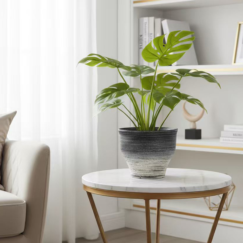 Abgerundeter, zweifarbiger, sandgestrahlter Blumentopf