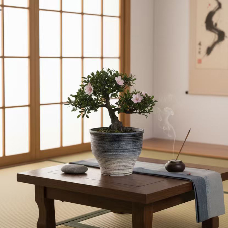 Abgerundeter, zweifarbiger, sandgestrahlter Blumentopf