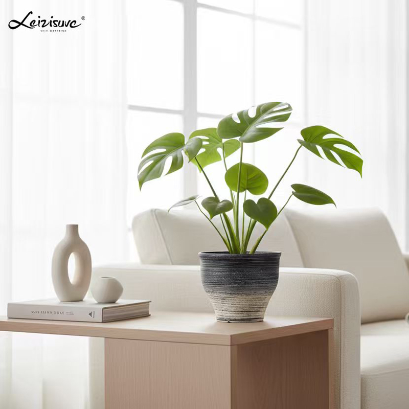 Abgerundeter, zweifarbiger, sandgestrahlter Blumentopf