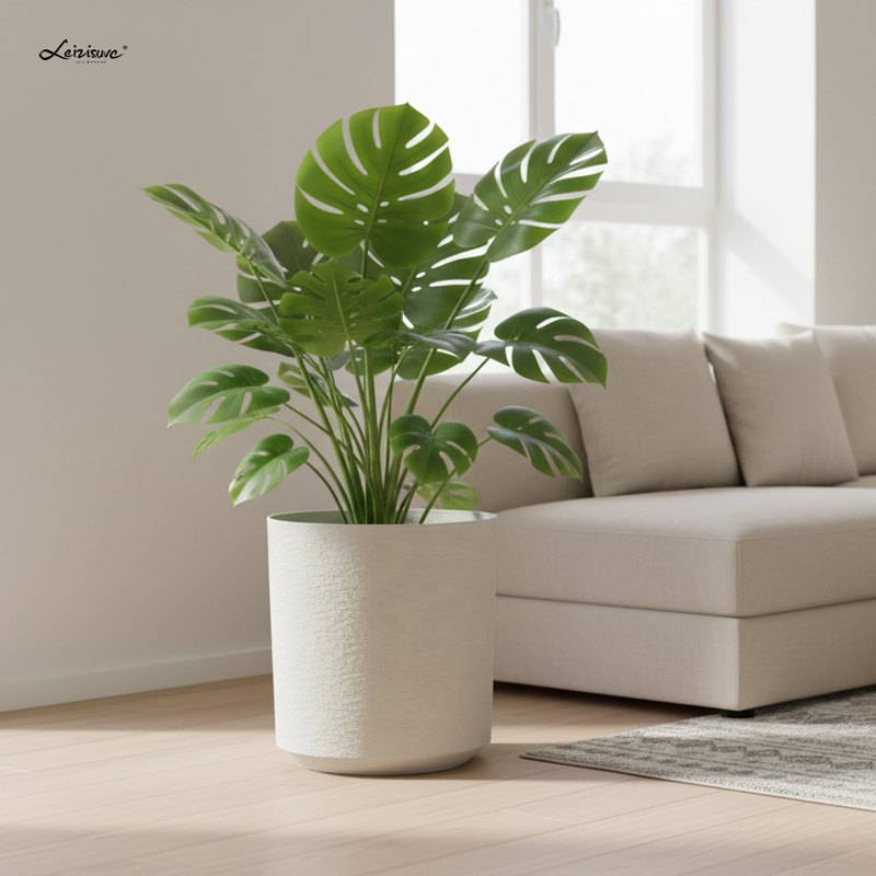 Gipsähnlicher, strukturierter, zylinderförmiger, vielseitiger Blumentopf aus Kunststoff