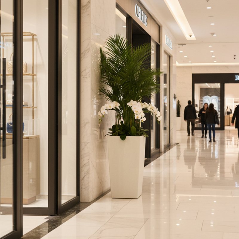 Moderner quadratischer, gipsähnlicher, strukturierter Blumentopf aus Kunststoff